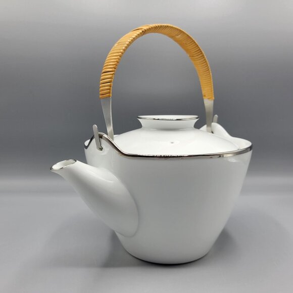 Vtg Noritake Pilgrim White Porcelain Teapot Sugar & Creamer Set Made In Japan - Picture 4 of 16